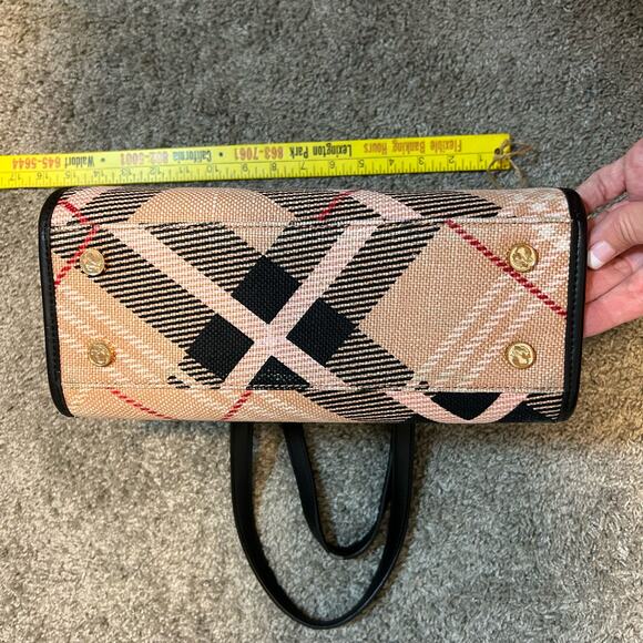 Spartina 449 Natural Linen Genuine Leather Bag Purse - Picture 4 of 11